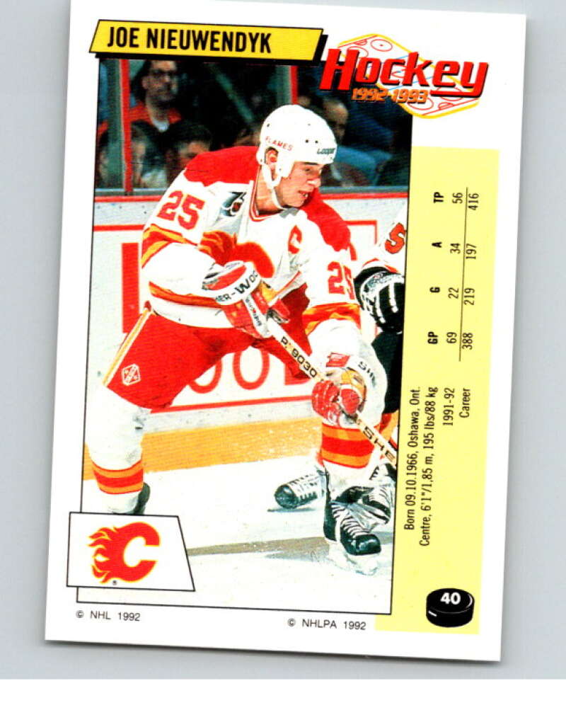 1992-93 Panini Stickers Hockey #40 Joe Nieuwendyk Calgary Flames V82539 Image 1