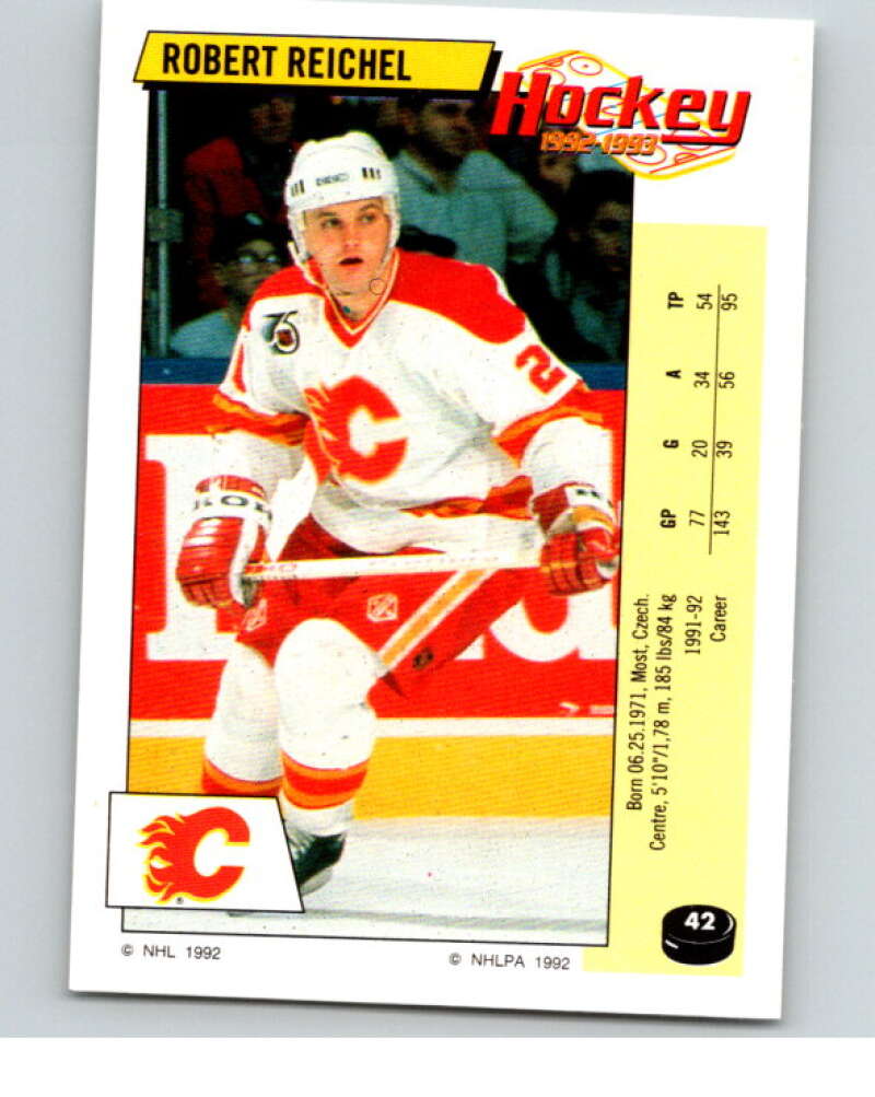 1992-93 Panini Stickers Hockey #42 Robert Reichel Calgary Flames V82543 Image 1