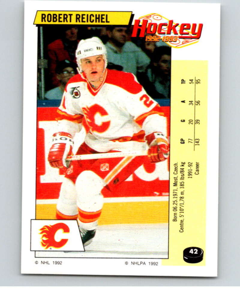 1992-93 Panini Stickers Hockey #42 Robert Reichel Calgary Flames V82544 Image 1