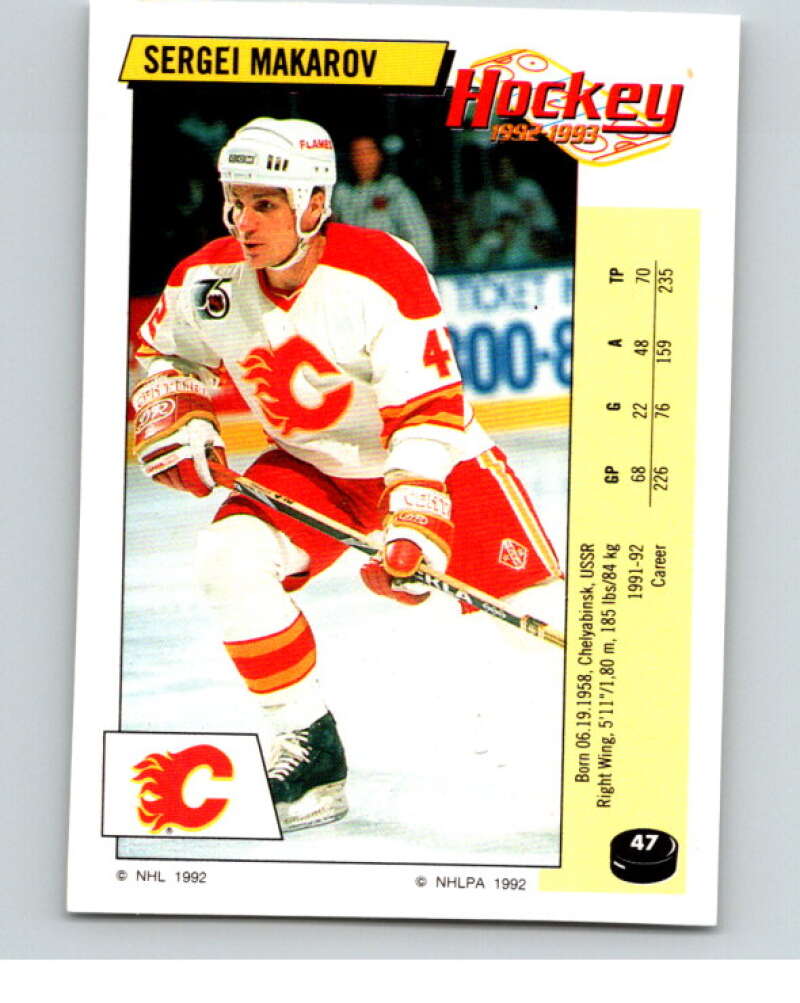 1992-93 Panini Stickers Hockey #47 Sergei Makarov Calgary Flames V82555 Image 1