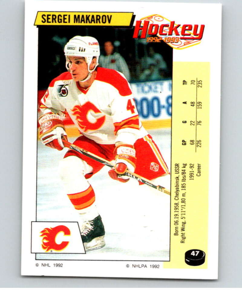 1992-93 Panini Stickers Hockey #47 Sergei Makarov Calgary Flames V82556 Image 1