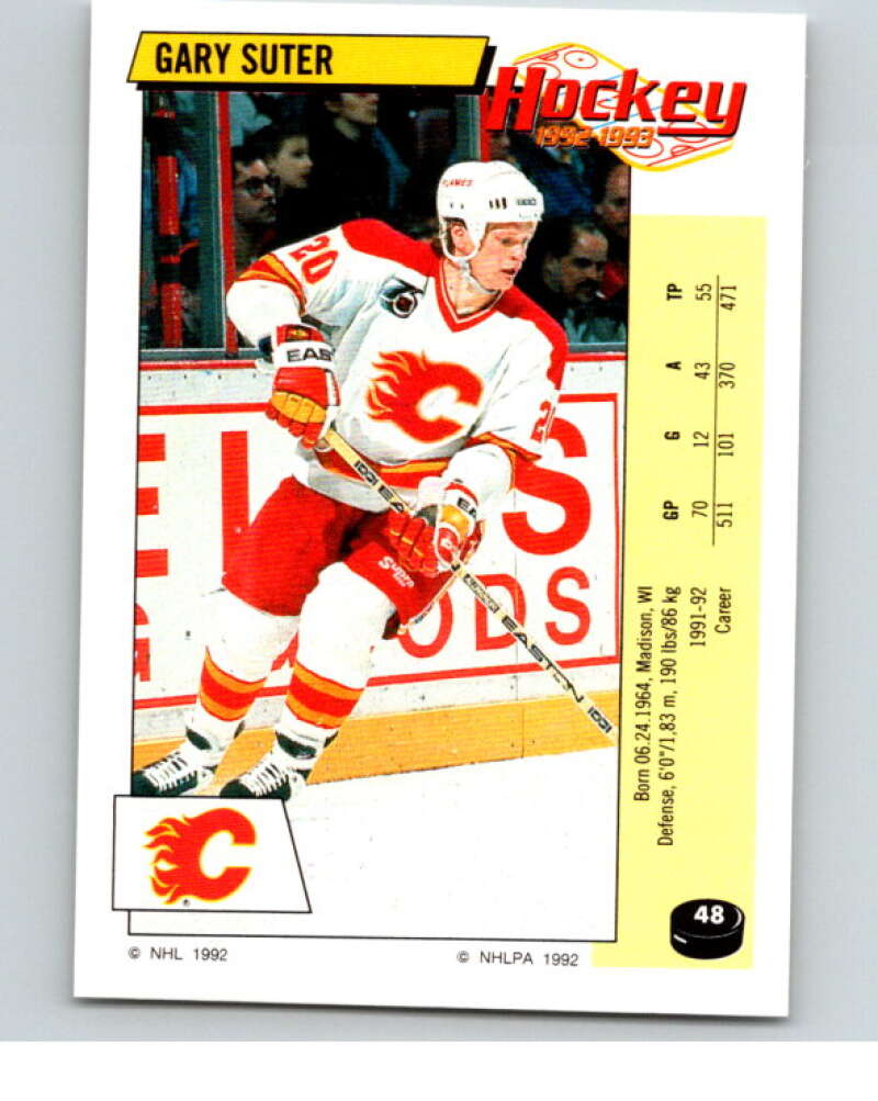 1992-93 Panini Stickers Hockey #48 Gary Suter Calgary Flames V82558 Image 1
