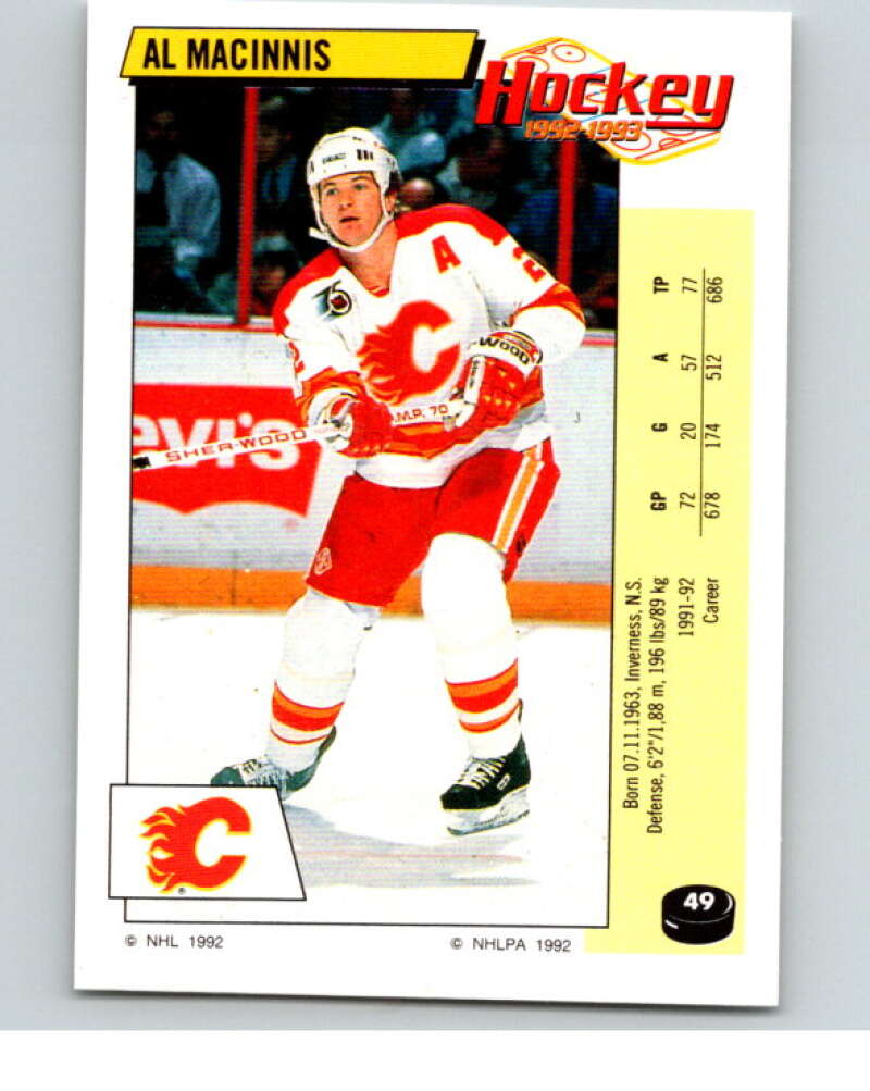 1992-93 Panini Stickers Hockey #49 Al MacInnis Calgary Flames V82560 Image 1