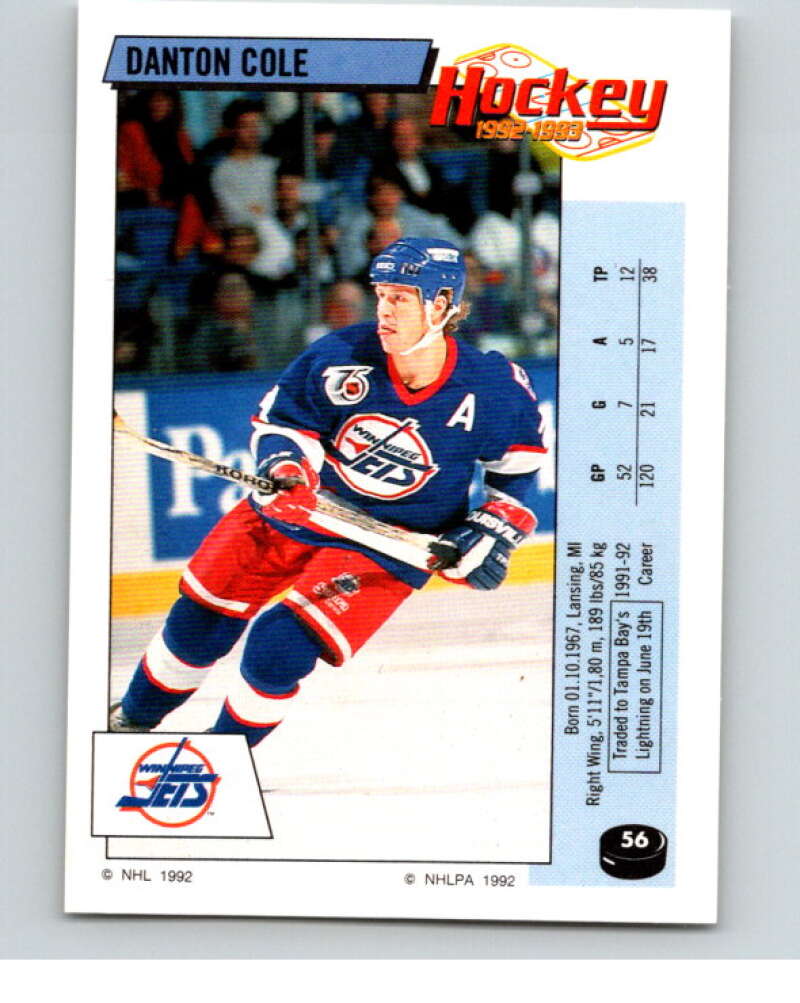 1992-93 Panini Stickers Hockey #56 Danton Cole Tampa Bay Lightning V82572 Image 1