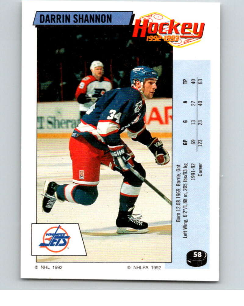 1992-93 Panini Stickers Hockey #58 Darrin Shannon V82576 Image 1