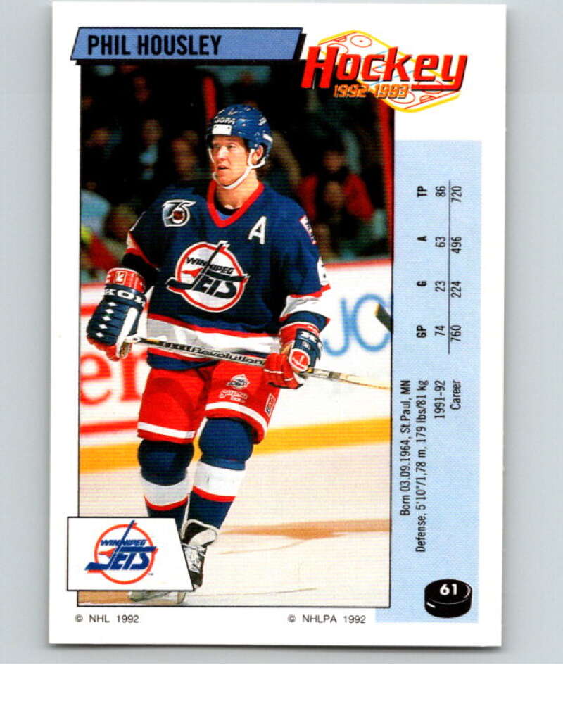 1992-93 Panini Stickers Hockey #61 Phil Housley Winnipeg Jets V82581 Image 1