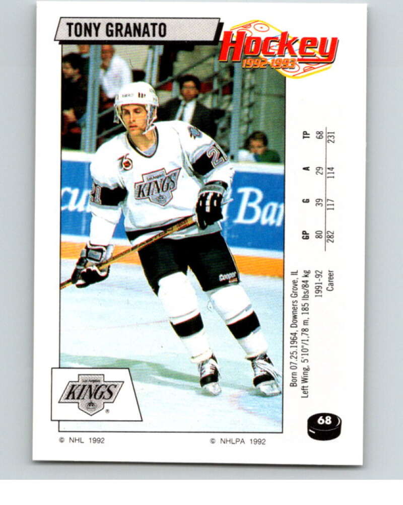 1992-93 Panini Stickers Hockey #68 Tony Granato Los Angeles Kings V82595 Image 1