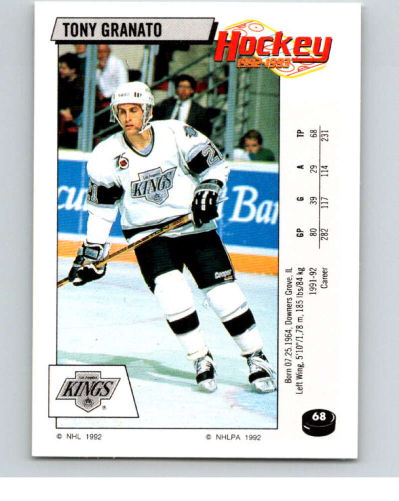 1992-93 Panini Stickers Hockey #68 Tony Granato Los Angeles Kings V82596 Image 1