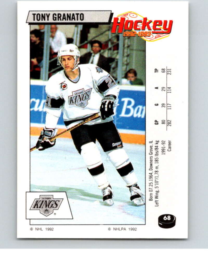 1992-93 Panini Stickers Hockey #68 Tony Granato Los Angeles Kings V82598 Image 1