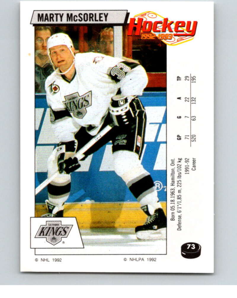 1992-93 Panini Stickers Hockey #73 Marty McSorley Los Angeles Kings V82604 Image 1