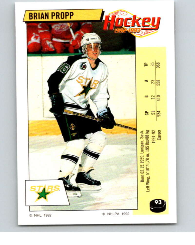 1992-93 Panini Stickers Hockey #93 Brian Propp Minnesota North Stars V82640 Image 1