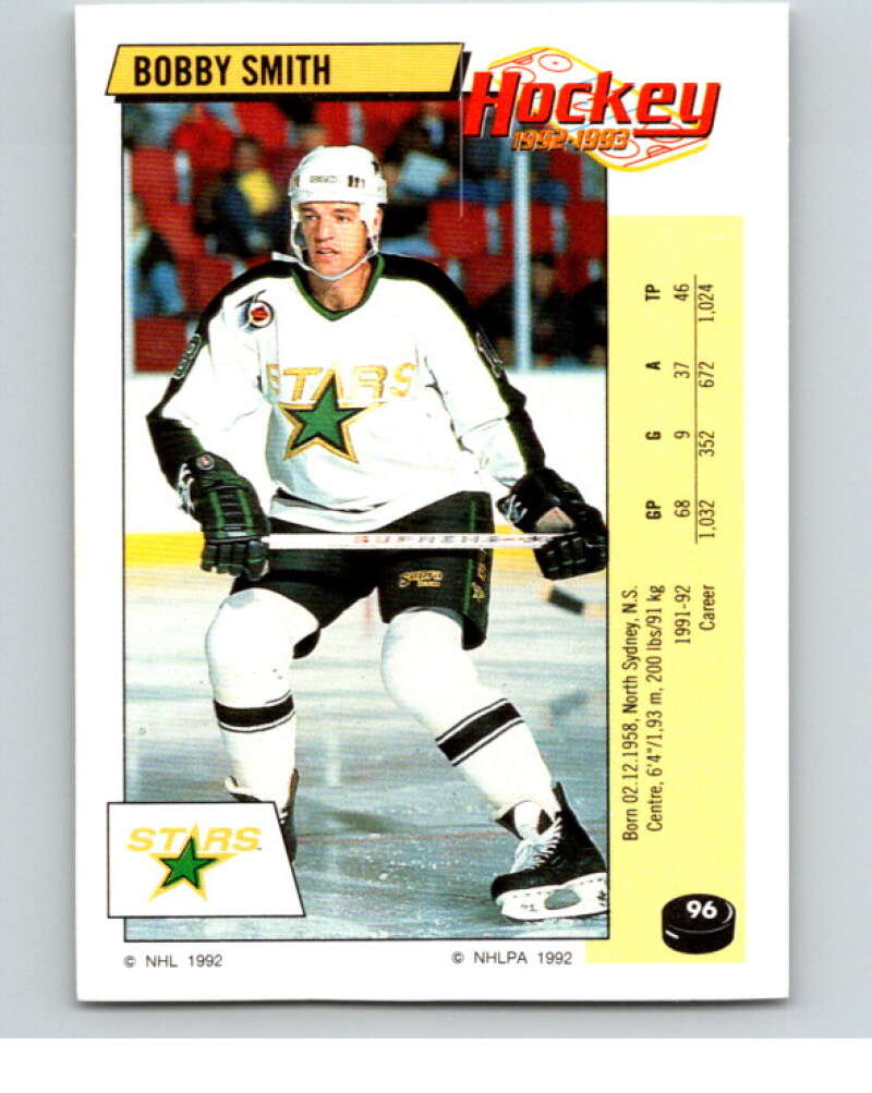 1992-93 Panini Stickers Hockey #96 Bobby Smith Minnesota North Stars V82644 Image 1