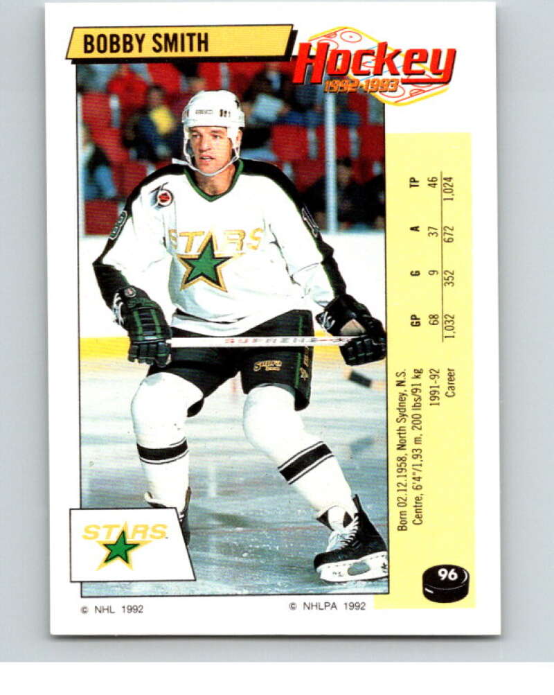 1992-93 Panini Stickers Hockey #96 Bobby Smith Minnesota North Stars V82645 Image 1