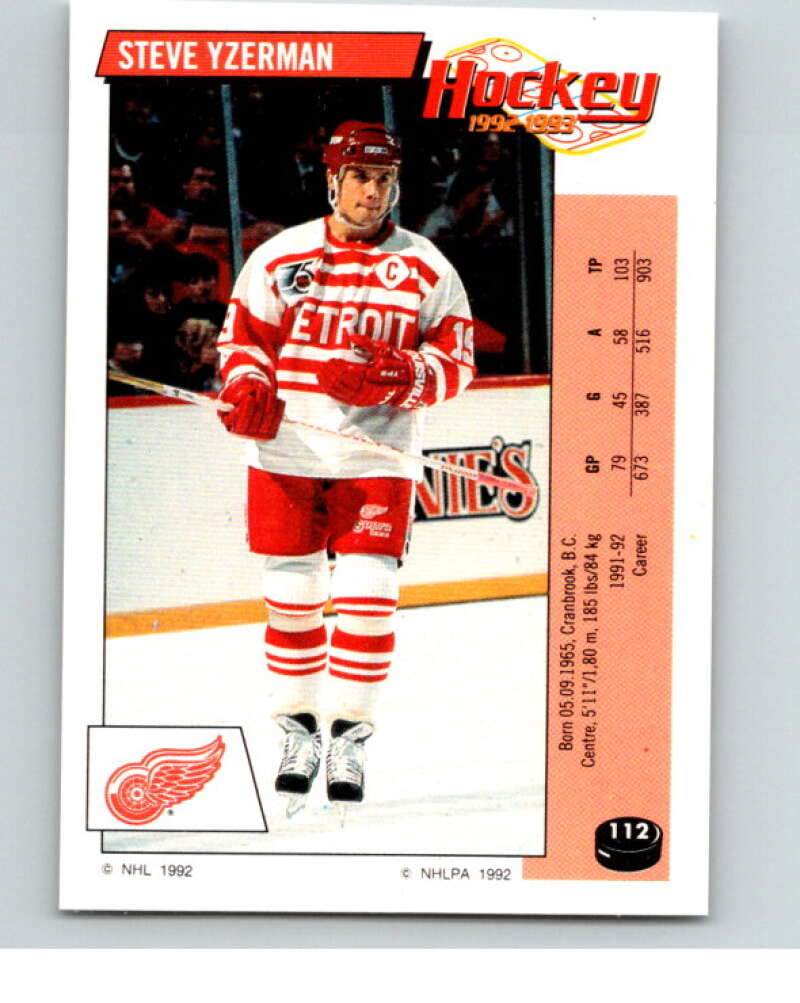 1992-93 Panini Stickers Hockey #112 Steve Yzerman Detroit Red Wings V82679 Image 1