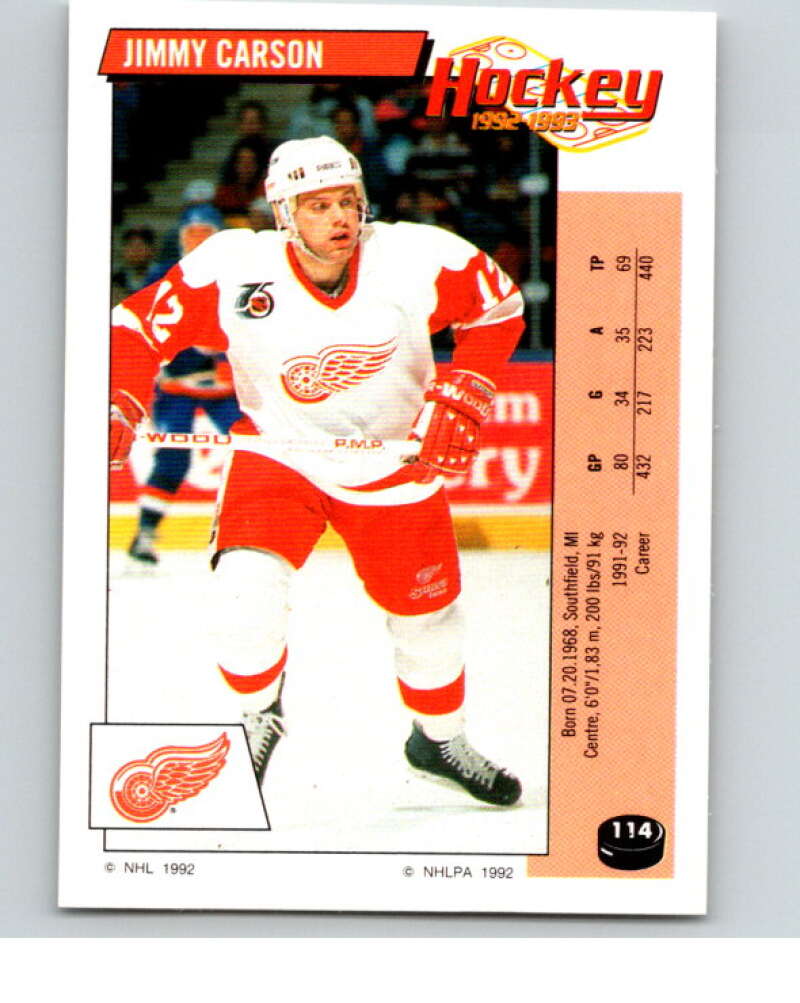 1992-93 Panini Stickers Hockey #114 Jimmy Carson V82682 Image 1