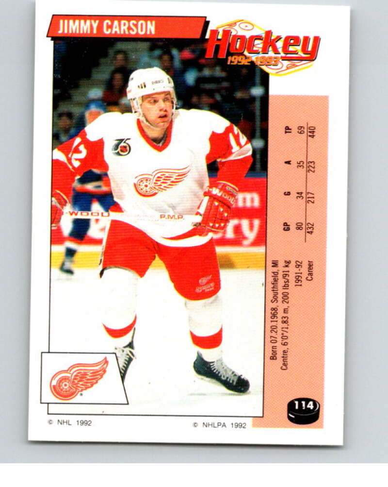 1992-93 Panini Stickers Hockey #114 Jimmy Carson V82683 Image 1