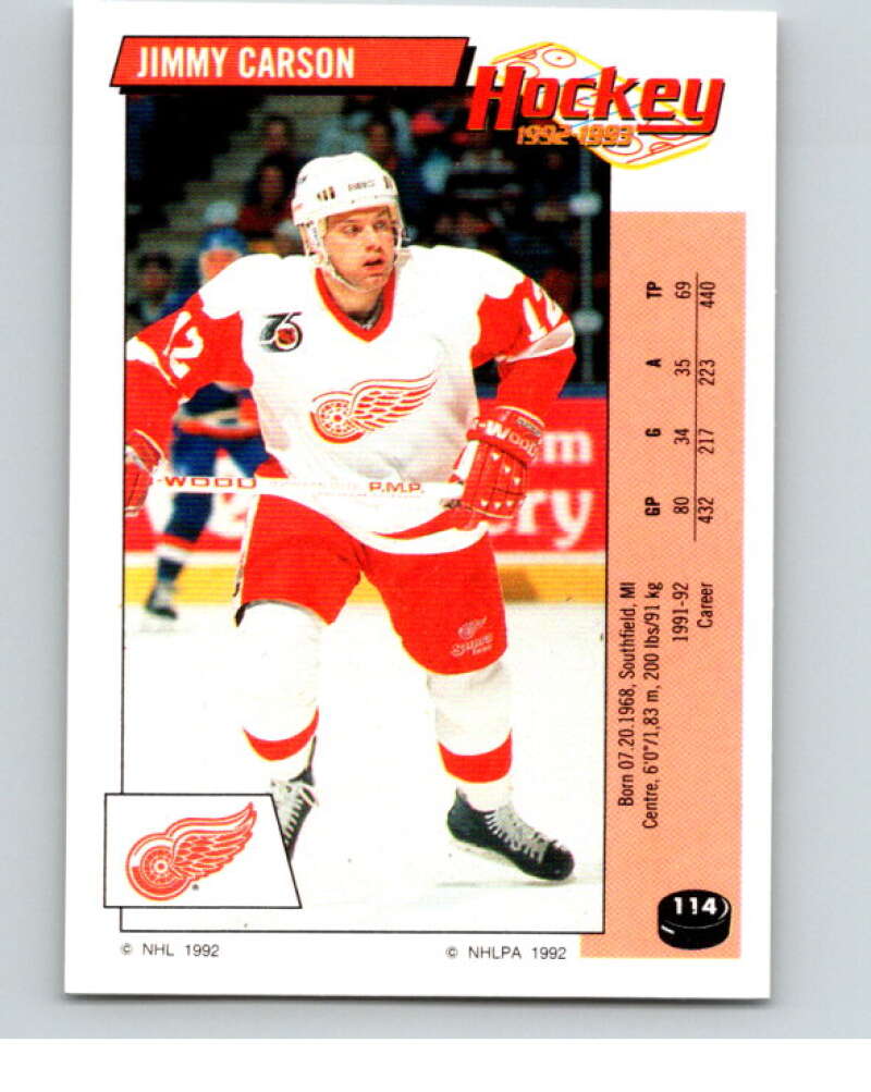 1992-93 Panini Stickers Hockey #114 Jimmy Carson V82684 Image 1