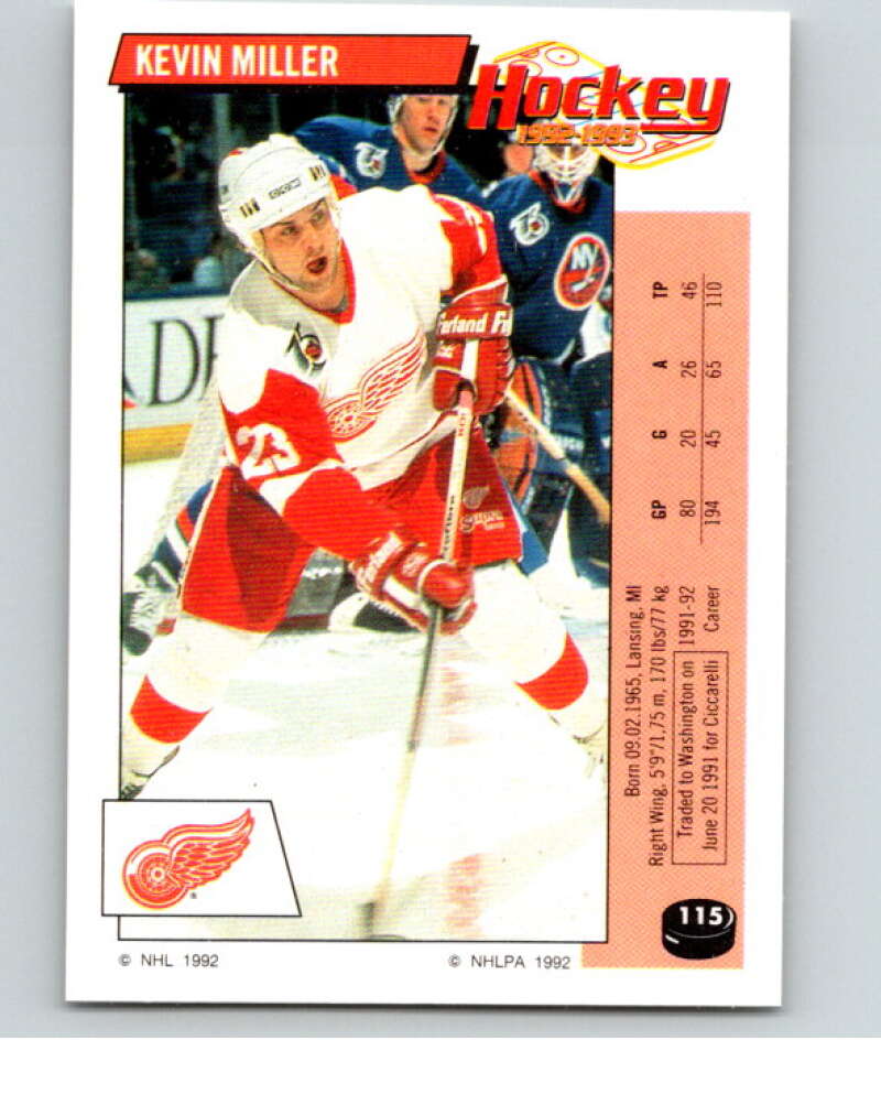 1992-93 Panini Stickers Hockey #115 Kevin Miller V82687 Image 1