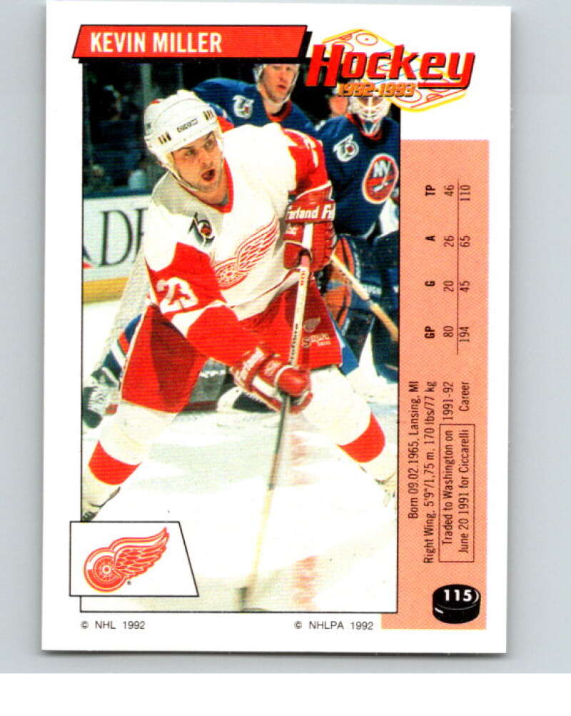 1992-93 Panini Stickers Hockey #115 Kevin Miller V82688 Image 1