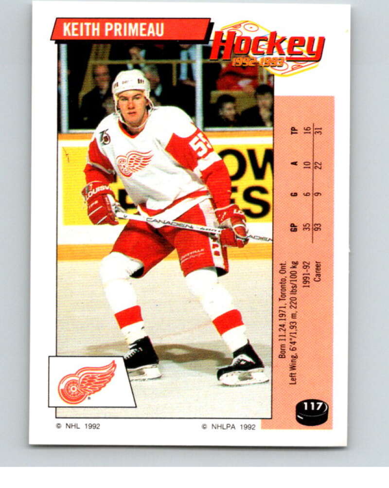 1992-93 Panini Stickers Hockey #117 Keith Primeau Detroit Red Wings V82694 Image 1