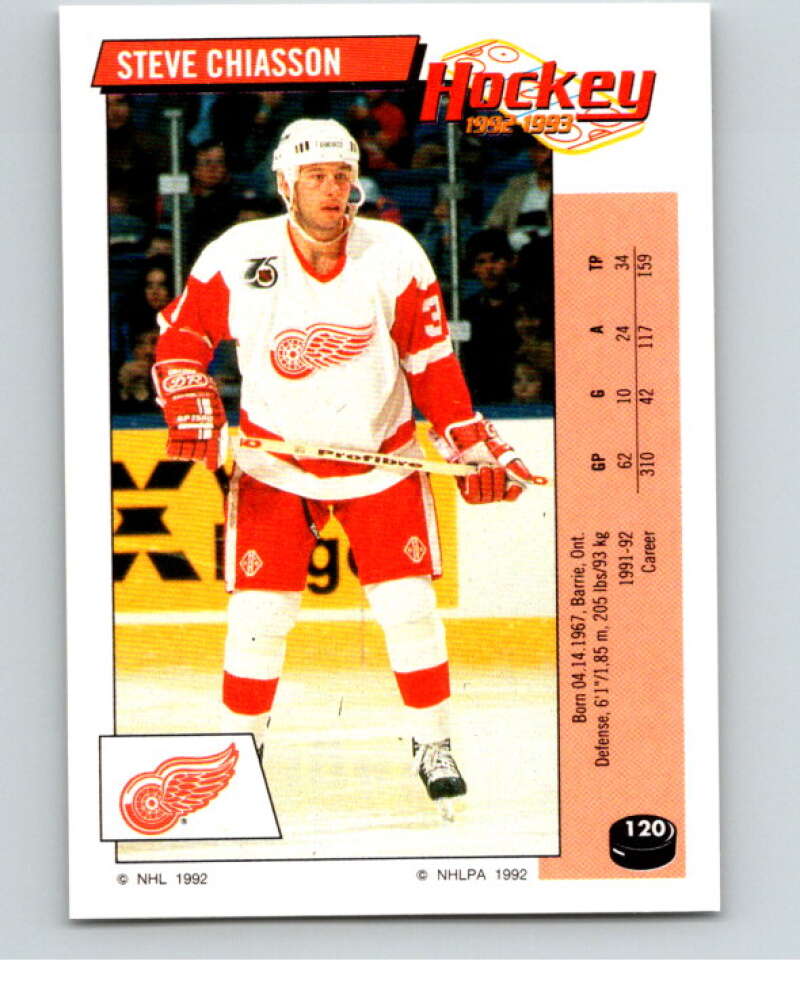 1992-93 Panini Stickers Hockey #120 Steve Chiasson Detroit Red Wings V82698 Image 1
