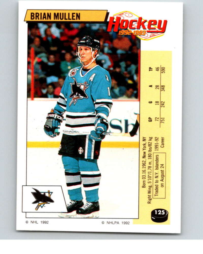 1992-93 Panini Stickers Hockey #125 Brian Mullen V82705 Image 1