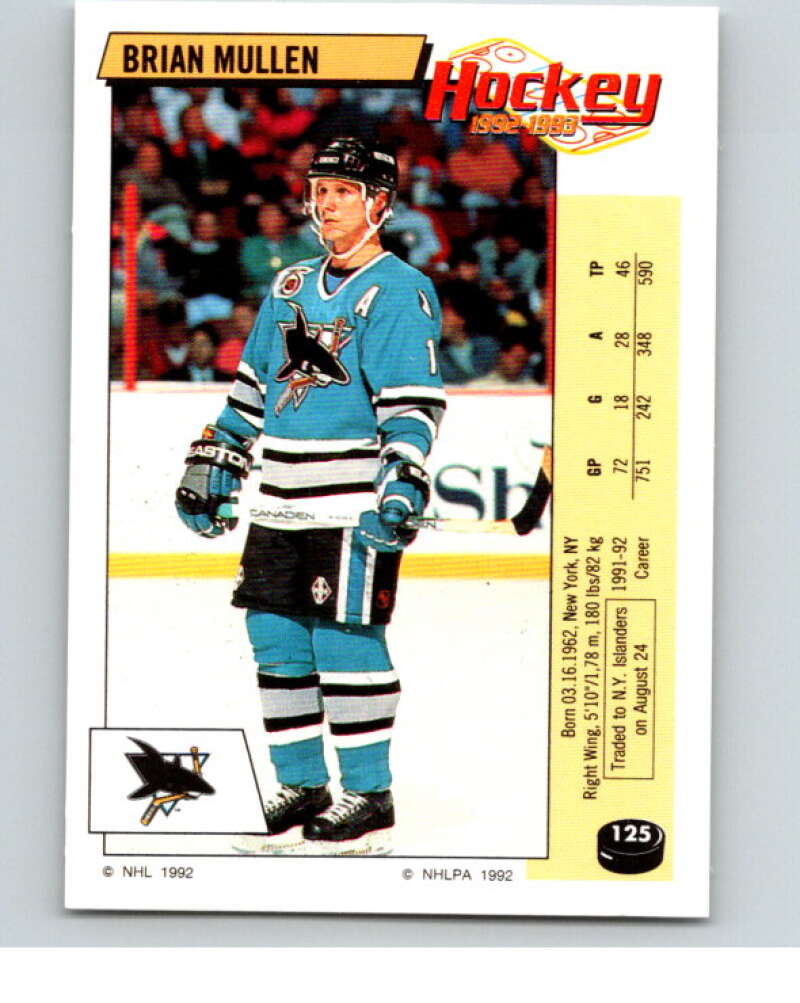 1992-93 Panini Stickers Hockey #125 Brian Mullen V82707 Image 1