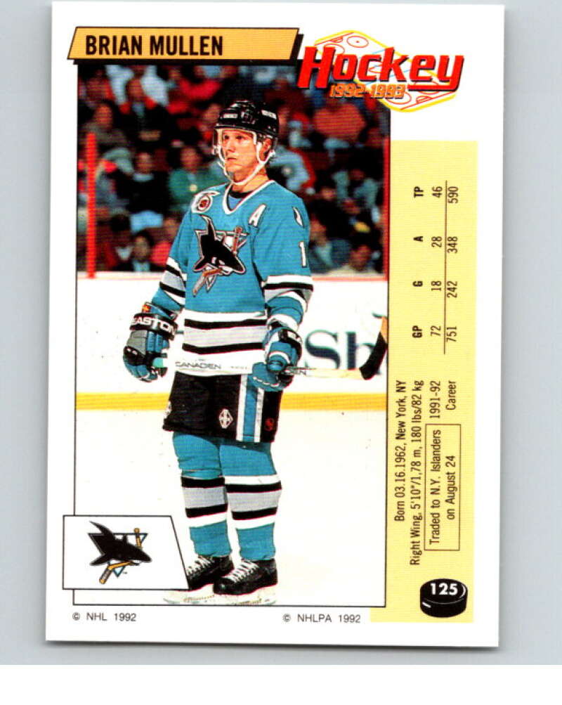 1992-93 Panini Stickers Hockey #125 Brian Mullen V82708 Image 1