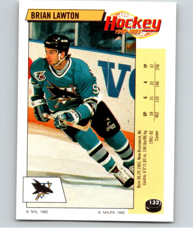 1992-93 Panini Stickers Hockey #132 Brian Lawton San Jose Sharks V82719 Image 1