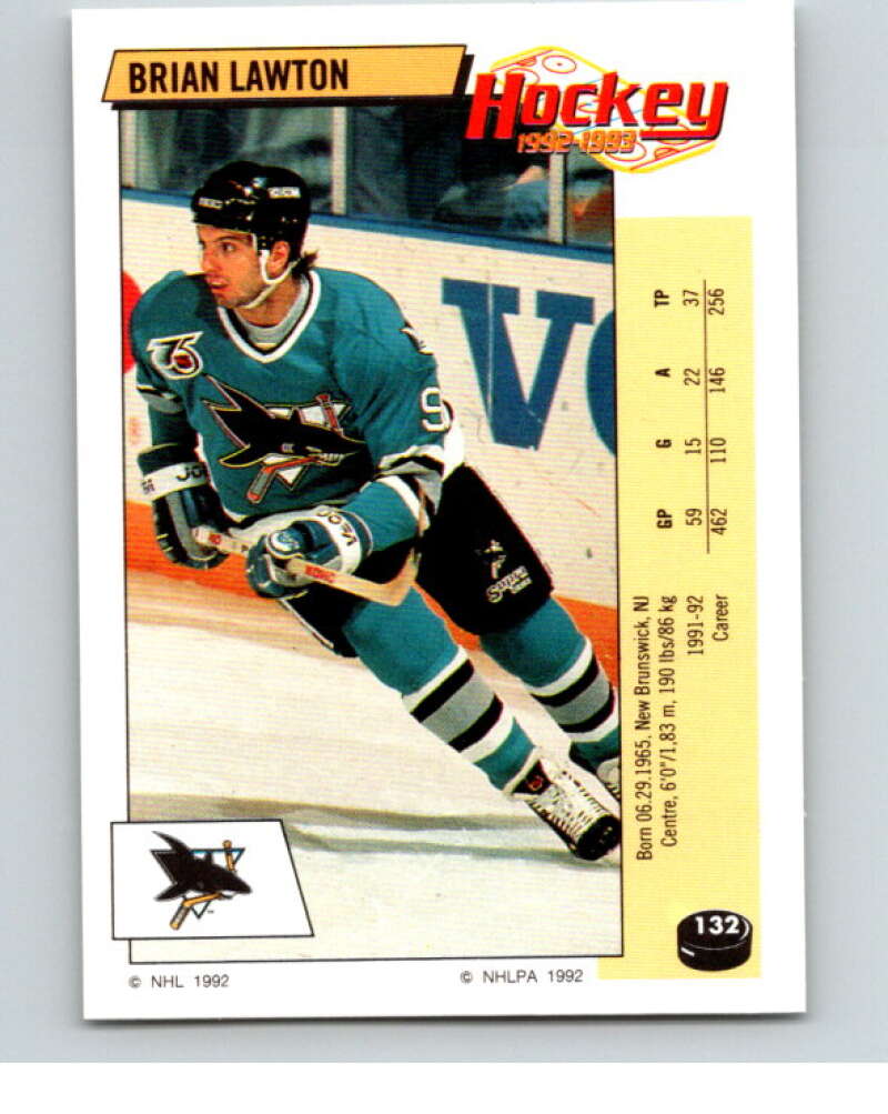 1992-93 Panini Stickers Hockey #132 Brian Lawton San Jose Sharks V82720 Image 1