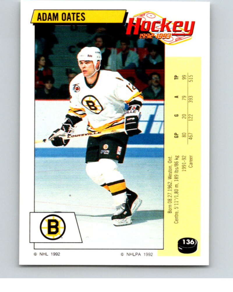 1992-93 Panini Stickers Hockey #136 Adam Oates V82726 Image 1