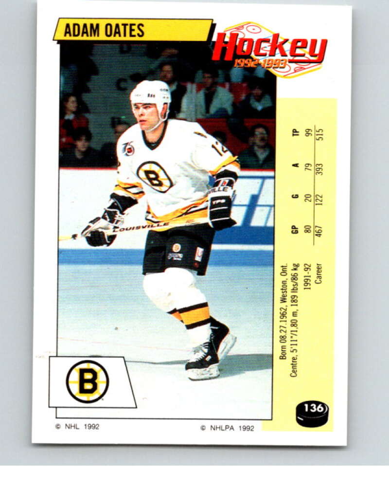 1992-93 Panini Stickers Hockey #136 Adam Oates V82728 Image 1