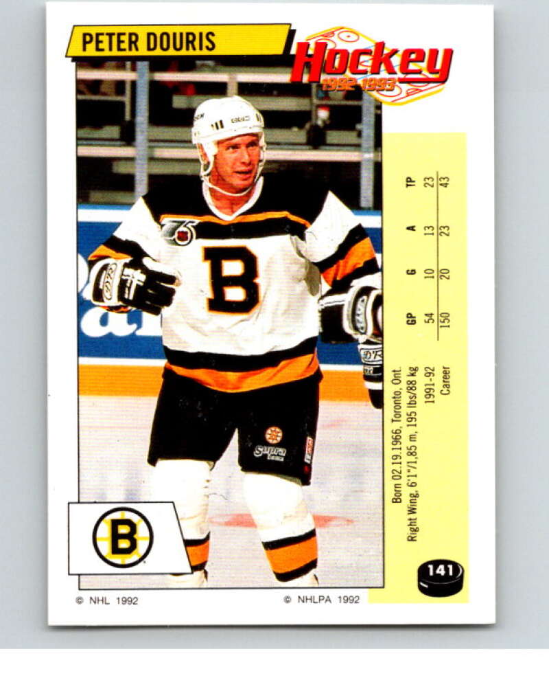 1992-93 Panini Stickers Hockey #141 Peter Douris Boston Bruins V82741 Image 1