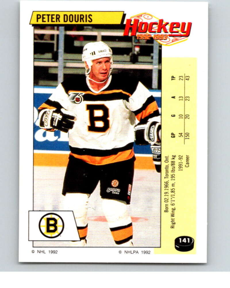 1992-93 Panini Stickers Hockey #141 Peter Douris Boston Bruins V82742 Image 1