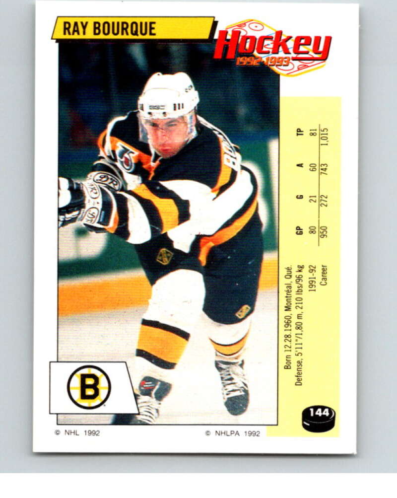 1992-93 Panini Stickers Hockey #144 Ray Bourque Boston Bruins V82746 Image 1