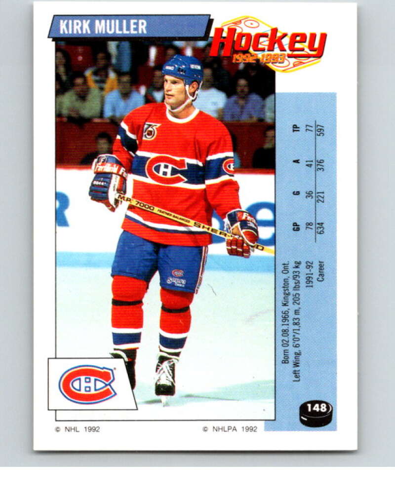 1992-93 Panini Stickers Hockey #148 Kirk Muller Montreal Canadiens V82755 Image 1