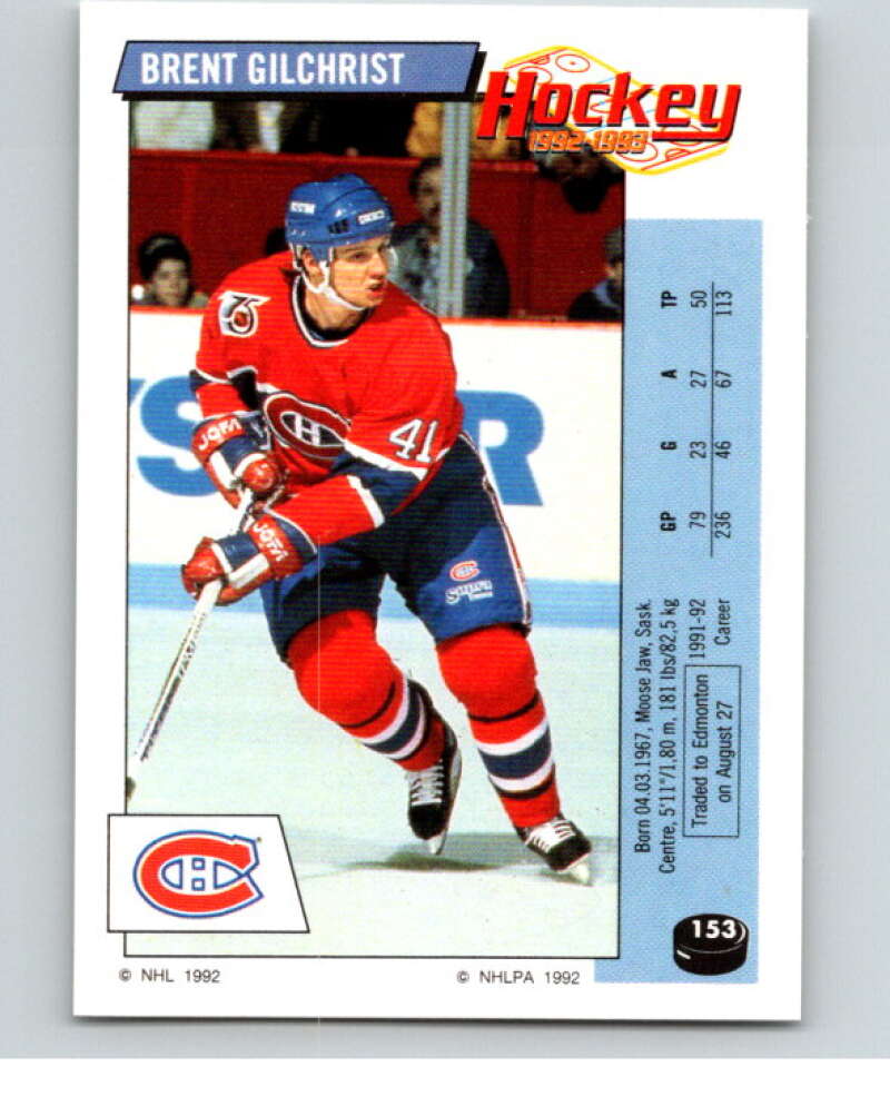 1992-93 Panini Stickers Hockey #153 Brent Gilchrist V82768 Image 1