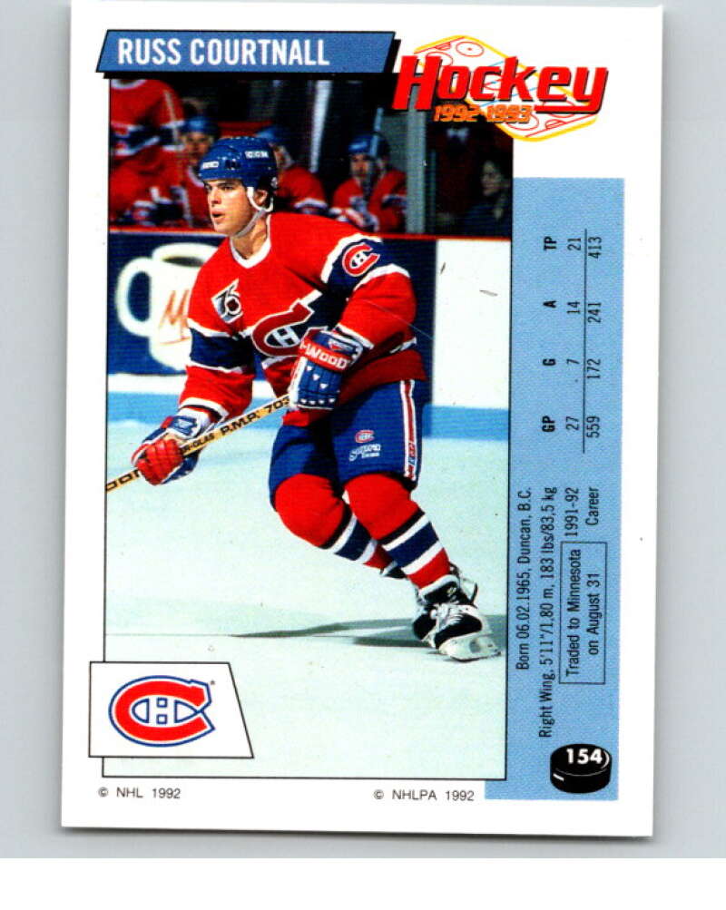 1992-93 Panini Stickers Hockey #154 Russ Courtnall V82771 Image 1