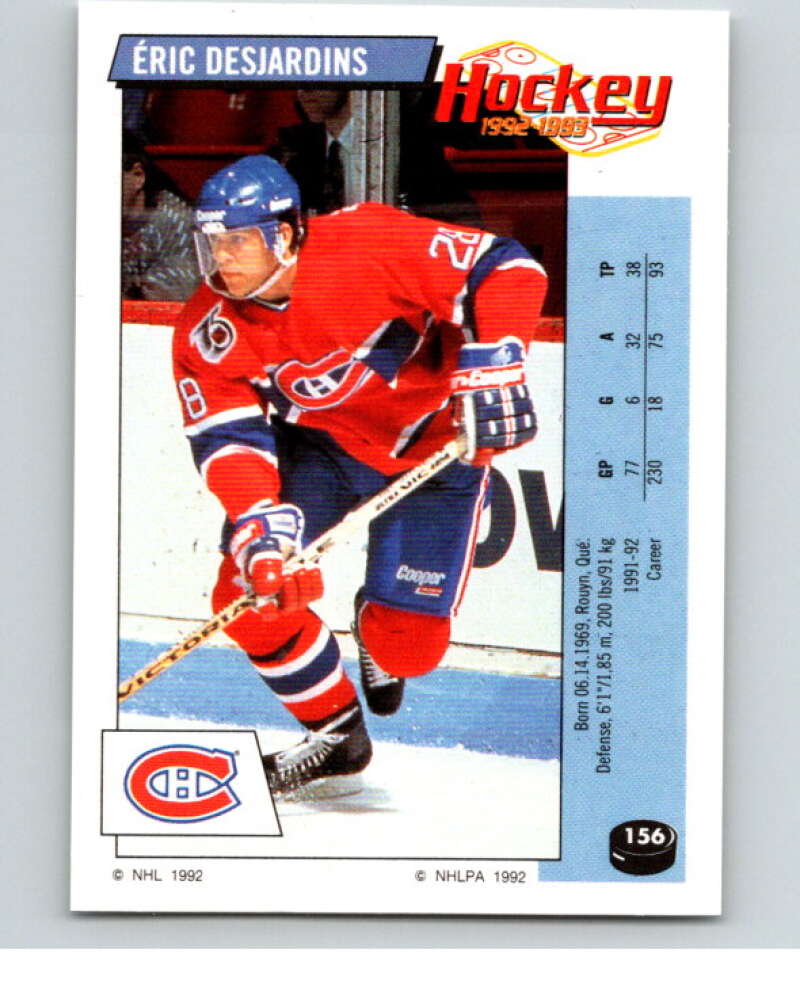1992-93 Panini Stickers Hockey #156 Eric Desjardins Montreal Canadiens V82778 Image 1
