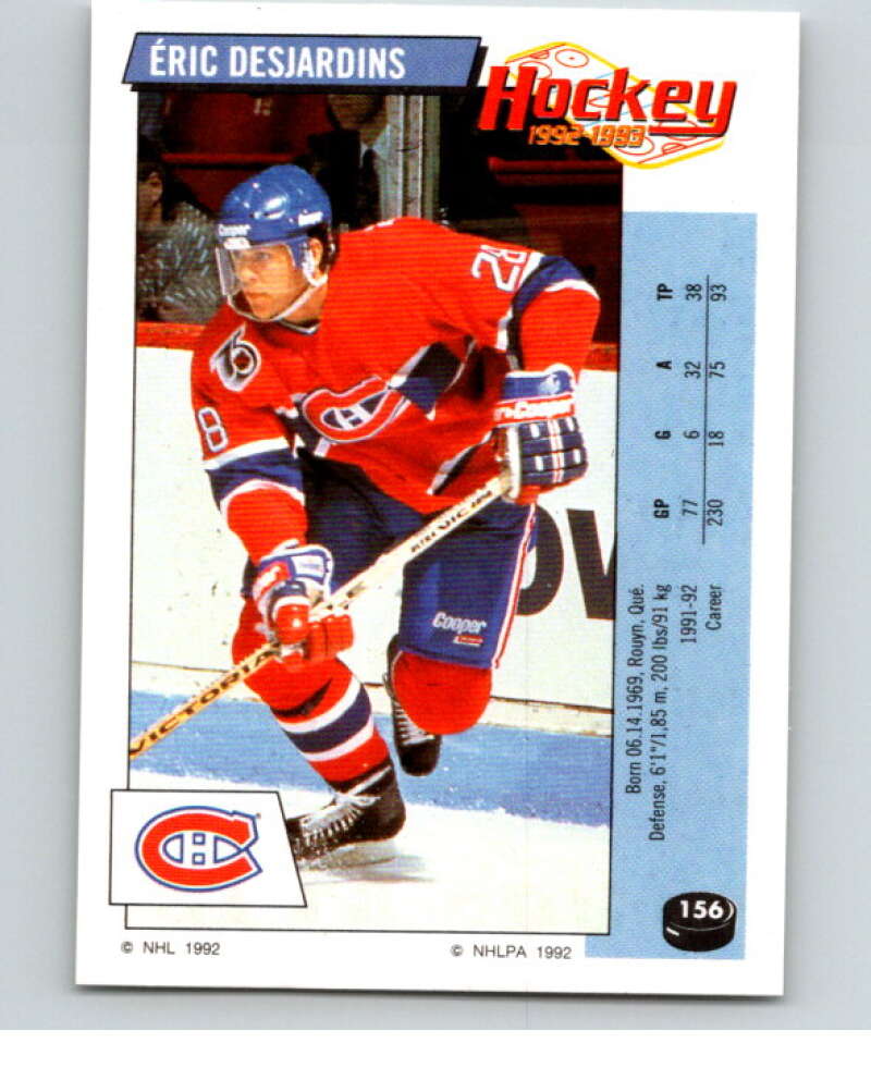 1992-93 Panini Stickers Hockey #156 Eric Desjardins Montreal Canadiens V82779 Image 1