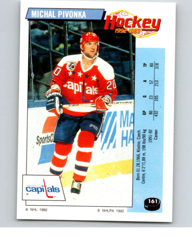 1992-93 Panini Stickers Hockey #161 Michal Pivonka Washington Capitals V82788 Image 1