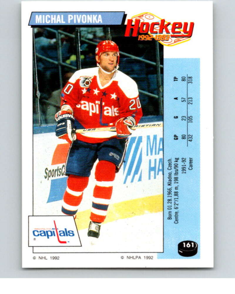 1992-93 Panini Stickers Hockey #161 Michal Pivonka Washington Capitals V82789 Image 1