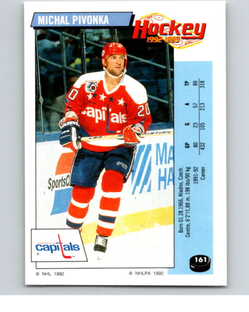 1992-93 Panini Stickers Hockey #161 Michal Pivonka Washington Capitals V82793 Image 1