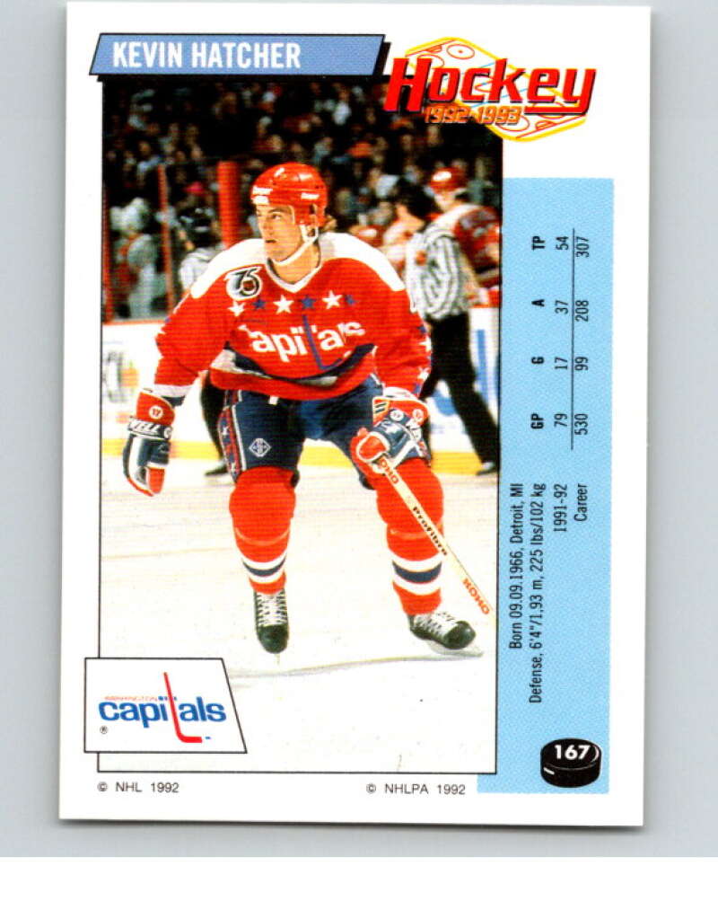 1992-93 Panini Stickers Hockey #167 Kevin Hatcher Washington Capitals V82804 Image 1