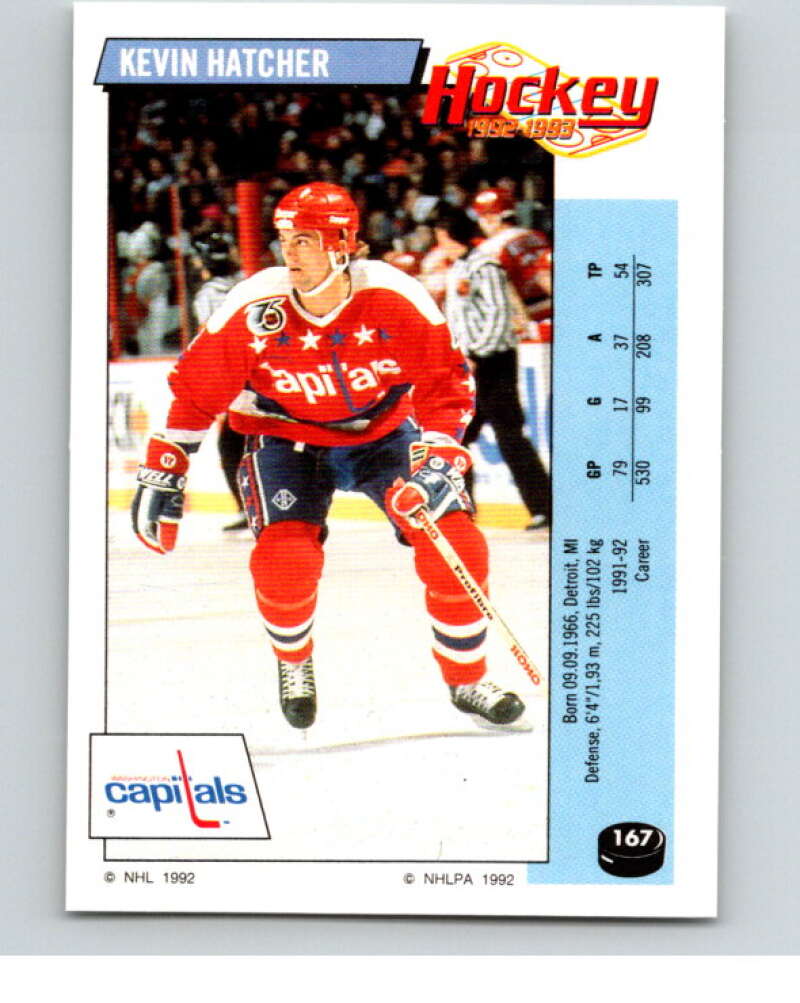 1992-93 Panini Stickers Hockey #167 Kevin Hatcher Washington Capitals V82805 Image 1