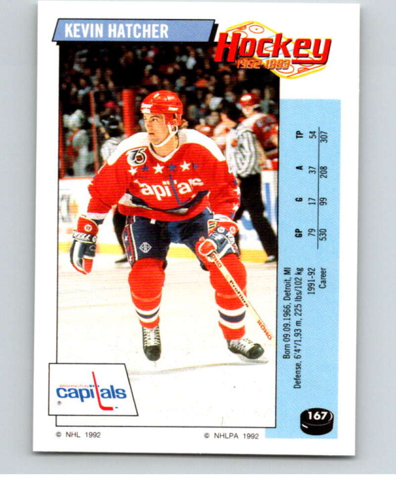 1992-93 Panini Stickers Hockey #167 Kevin Hatcher Washington Capitals V82806 Image 1