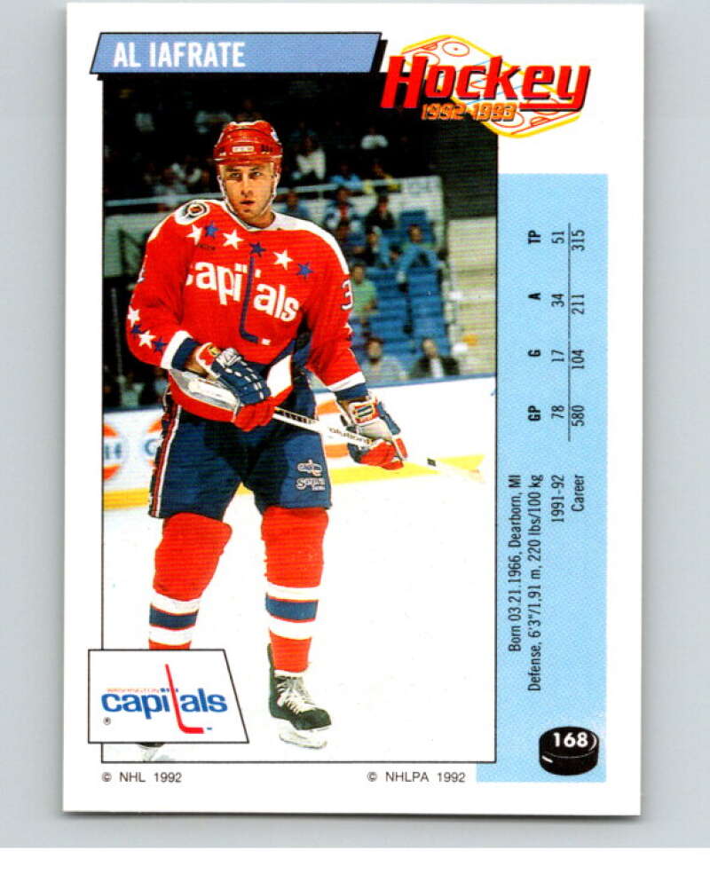 1992-93 Panini Stickers Hockey #168 Al Iafrate Washington Capitals V82807 Image 1