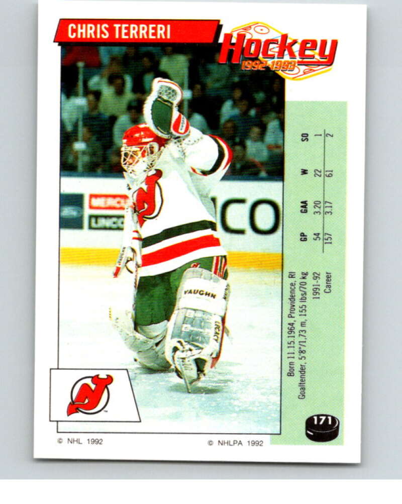 1992-93 Panini Stickers Hockey #171 Chris Terreri New Jersey Devils V82815 Image 1