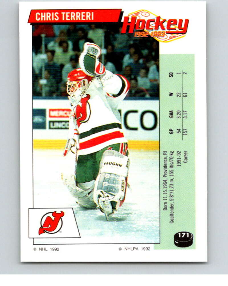 1992-93 Panini Stickers Hockey #171 Chris Terreri New Jersey Devils V82816 Image 1