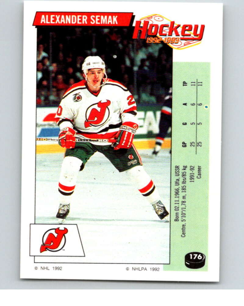 1992-93 Panini Stickers Hockey #176 Alexander Semak New Jersey Devils V82826 Image 1